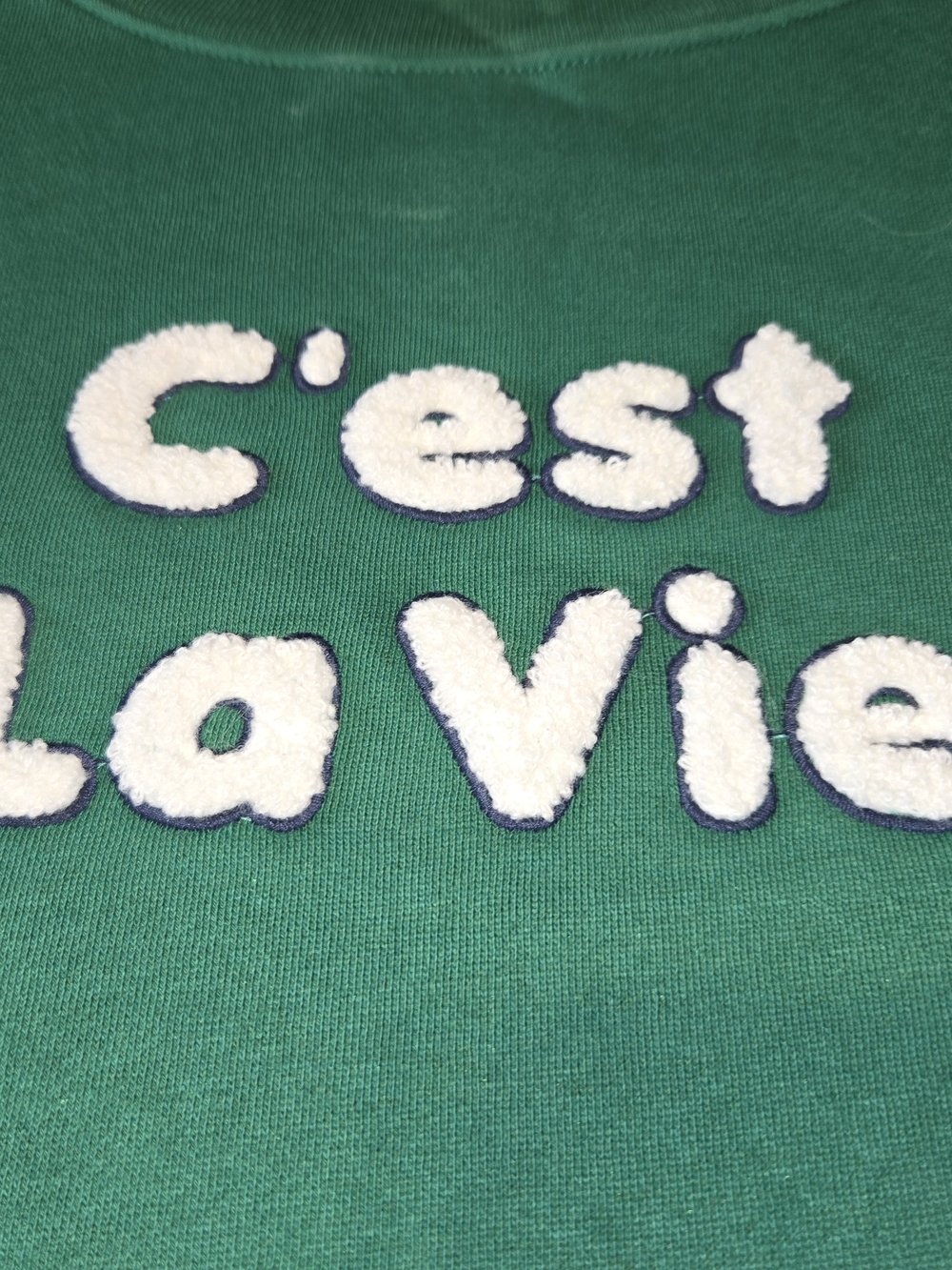 Talbots Green Embroidered C’La Vie Long Sleeve Sweatshirt Size M - Picture 2 of 5